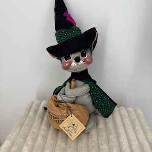 Vtg Annalee Trick Or Treat Mouse Plush with Witch Hat